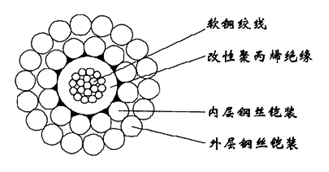 WGSB-3.50mm單芯改性聚丙烯絕緣雙鋼絲鎧裝承荷探測電纜